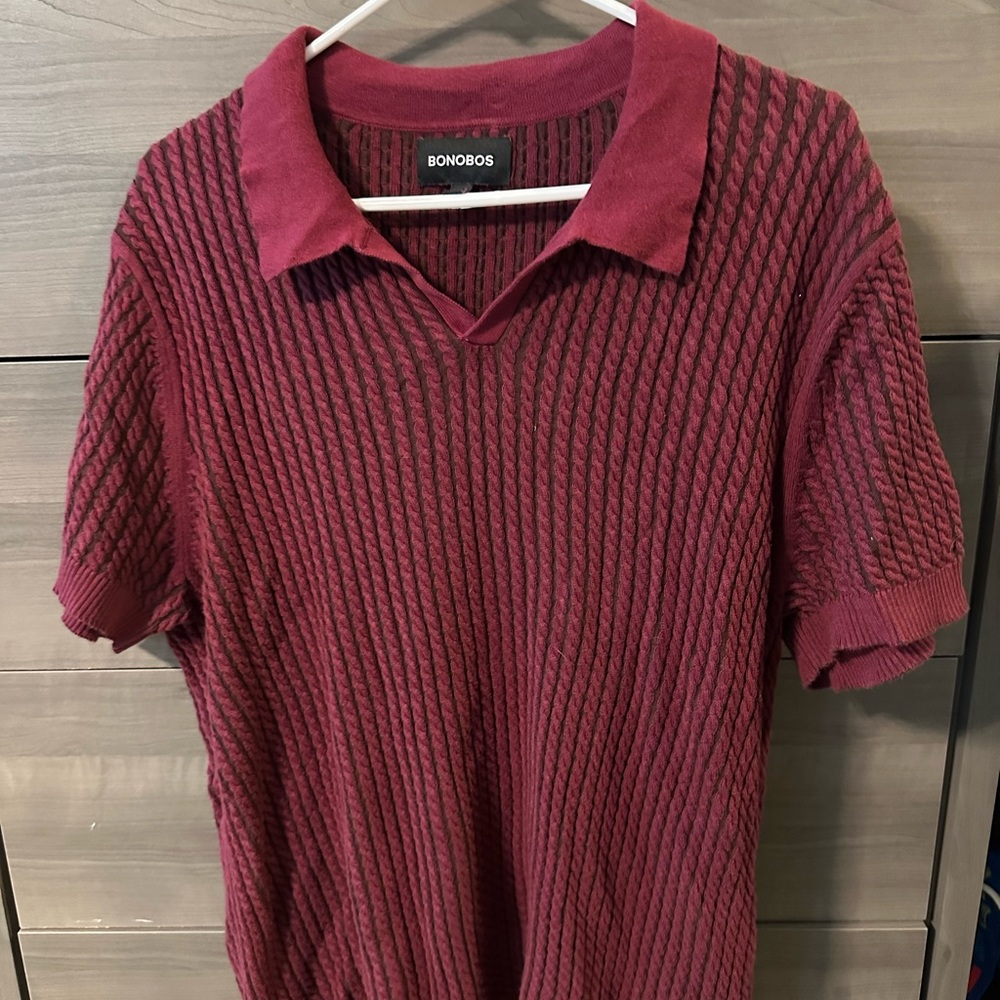 Bonobos Men's Textured Maroon Polo Shirt